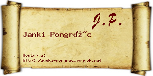 Janki Pongrác névjegykártya
